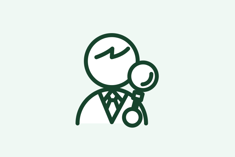 鑑定している男性のイラスト
